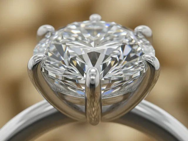 Macro Image of Diamond Ring Showcasing the Delicate Claws
